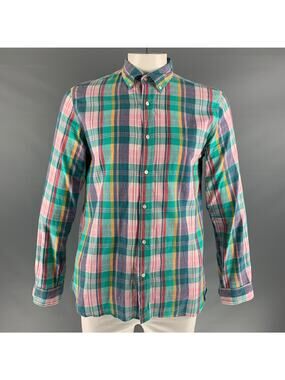 BEAMS Size L Multi-Color Madras Cotton One pocket Long Sleeve Shirt